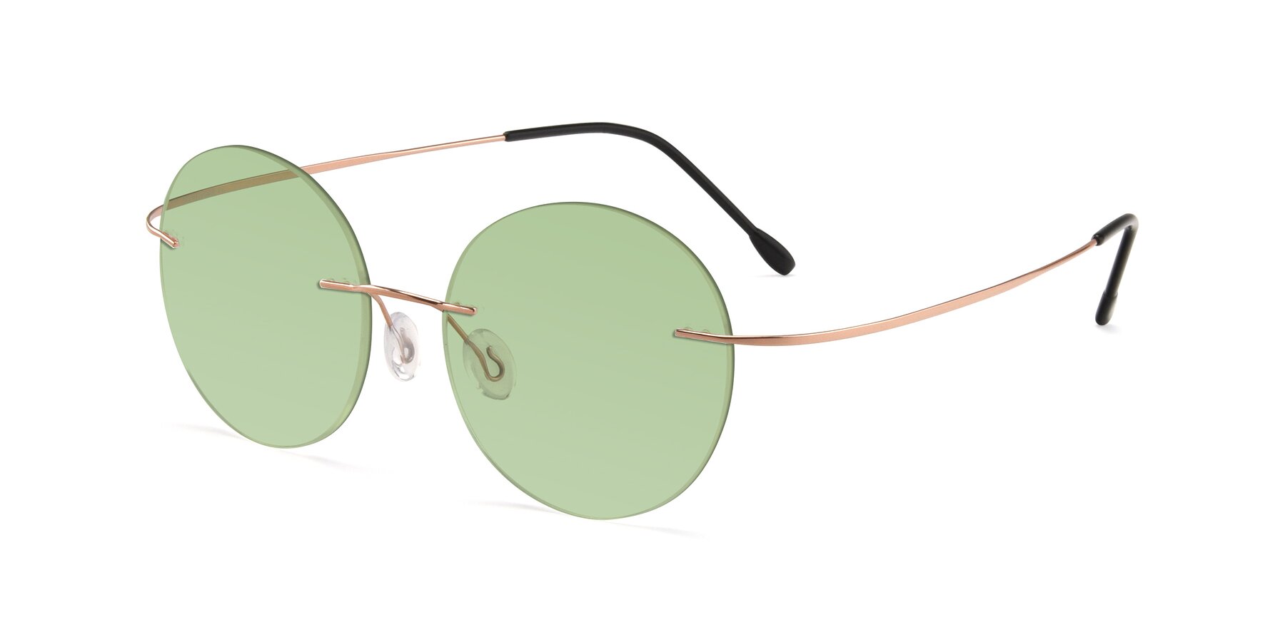 Angle of Leon in Rose Gold with Medium Green Tinted Lenses