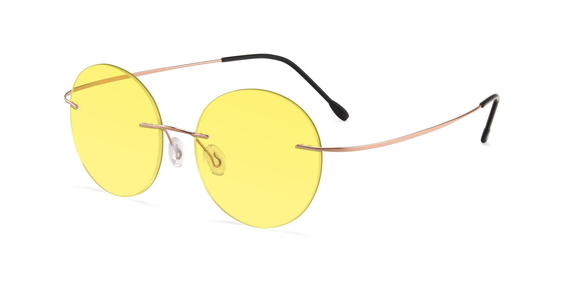 Angle of Leon in Rose Gold with Medium Yellow Tinted Lenses