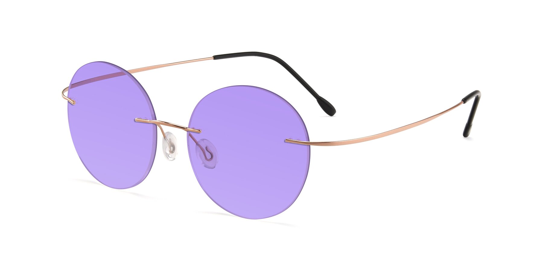 Angle of Leon in Rose Gold with Medium Purple Tinted Lenses