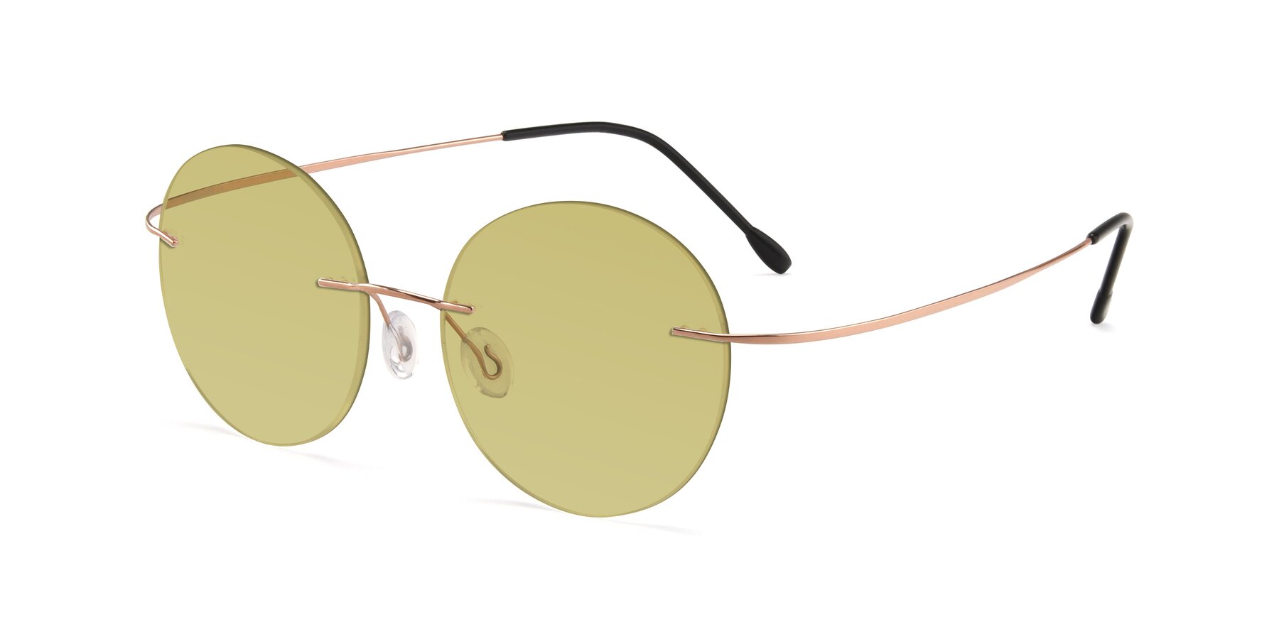 Angle of Leon in Rose Gold with Medium Champagne Tinted Lenses