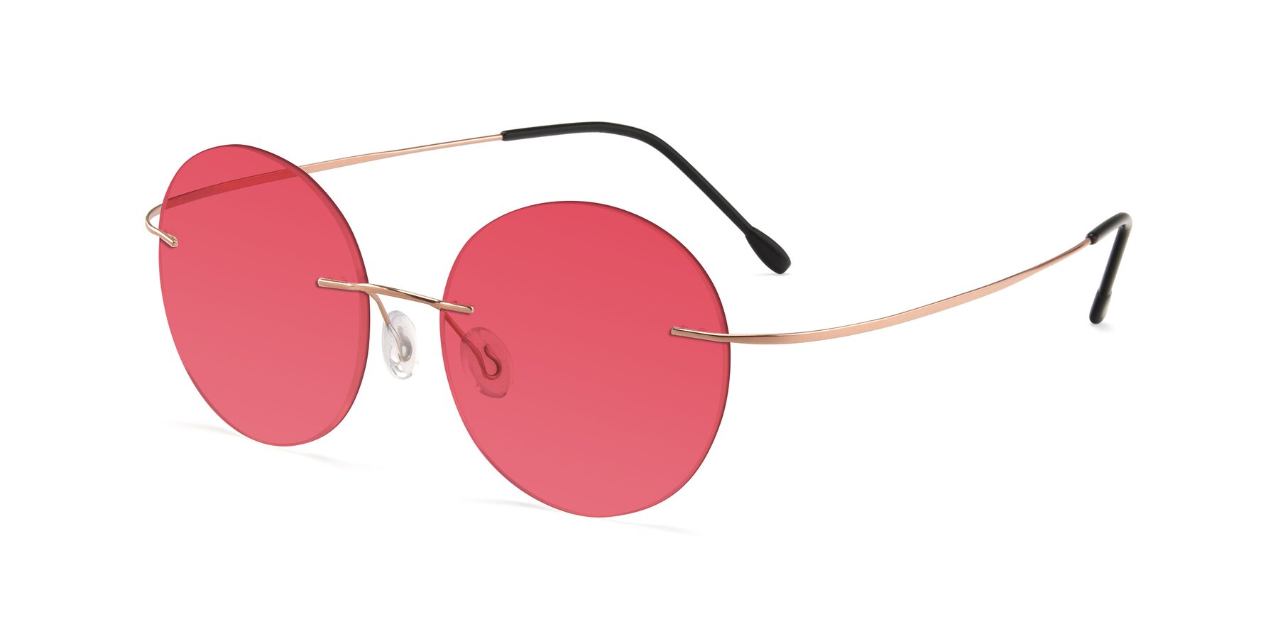 Angle of Leon in Rose Gold with Red Tinted Lenses