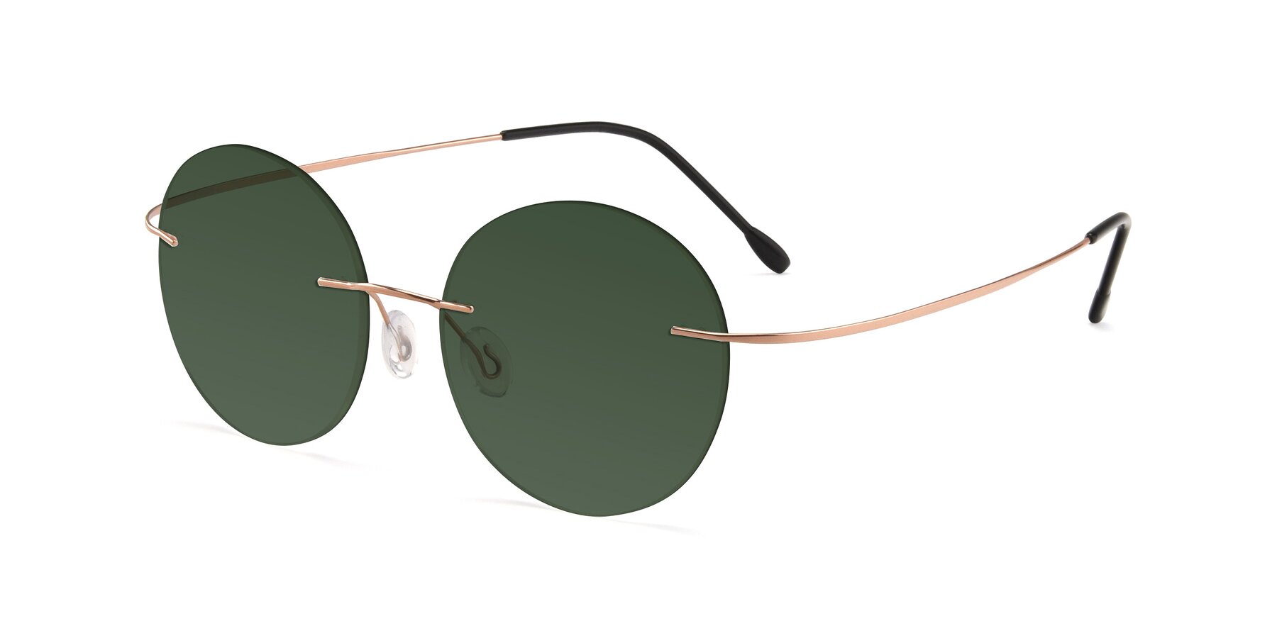 Angle of Leon in Rose Gold with Green Tinted Lenses