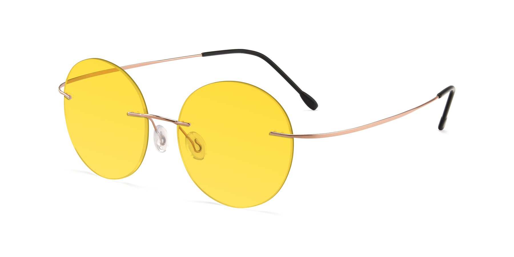 Angle of Leon in Rose Gold with Yellow Tinted Lenses