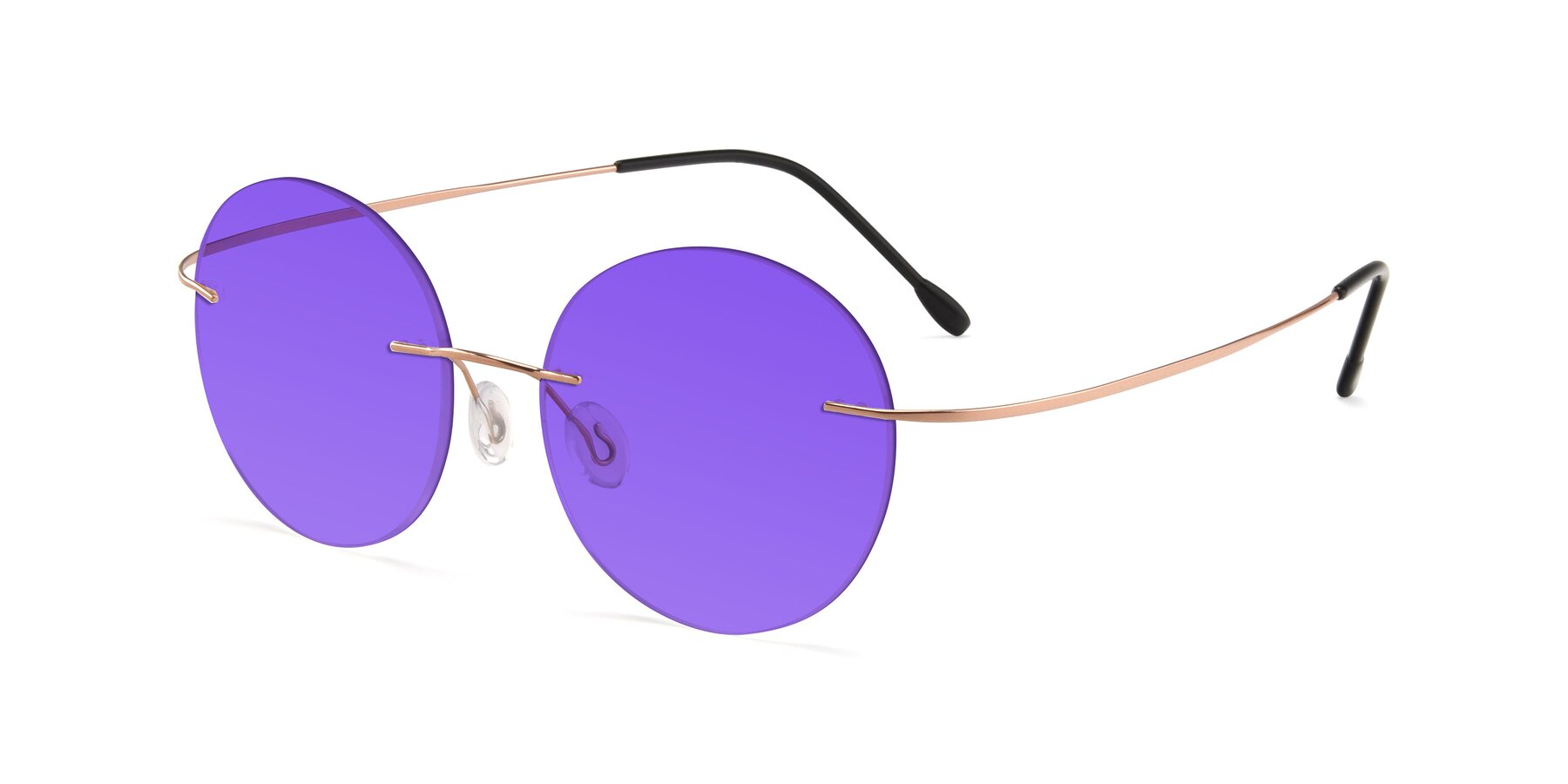 Angle of Leon in Rose Gold with Purple Tinted Lenses