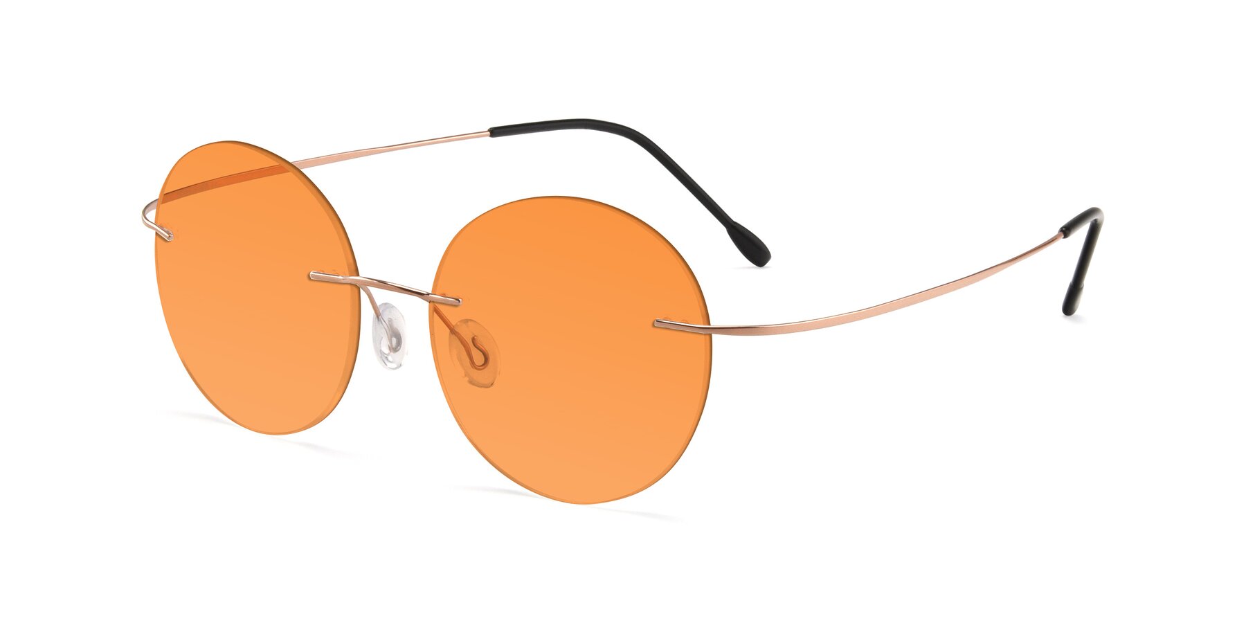 Angle of Leon in Rose Gold with Orange Tinted Lenses