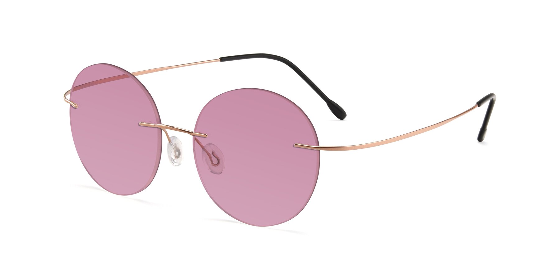 Angle of Leon in Rose Gold with Medium Wine Tinted Lenses