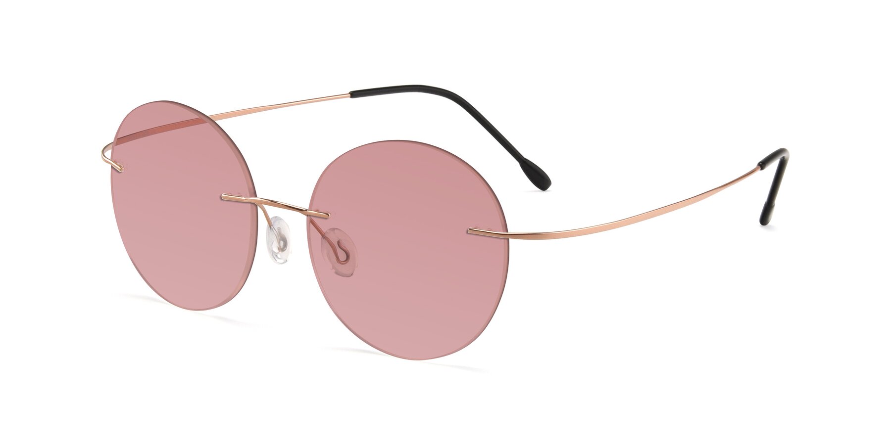 Angle of Leon in Rose Gold with Medium Garnet Tinted Lenses