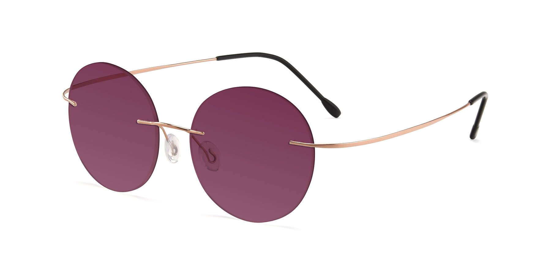 Angle of Leon in Rose Gold with Wine Tinted Lenses