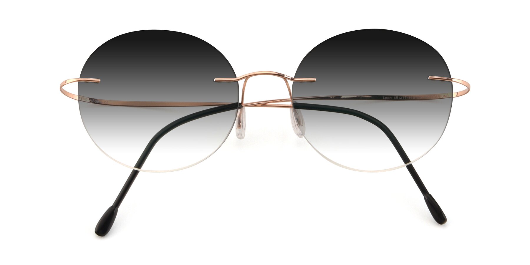 Folded Front of Leon in Rose Gold with Gray Gradient Lenses