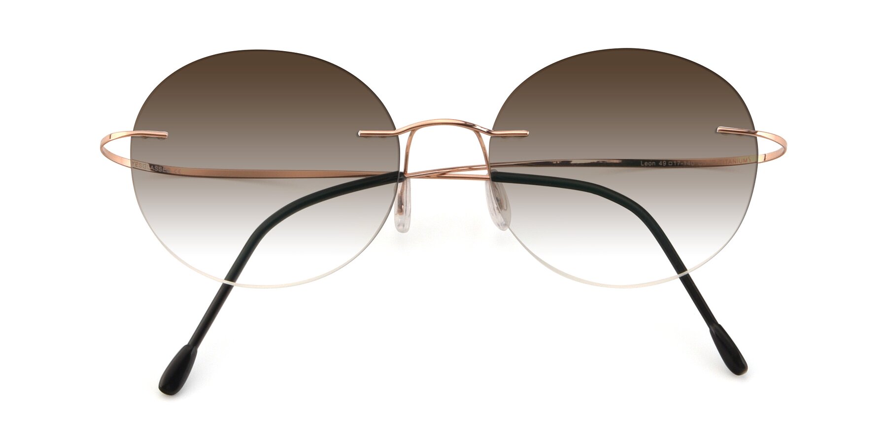 Folded Front of Leon in Rose Gold with Brown Gradient Lenses