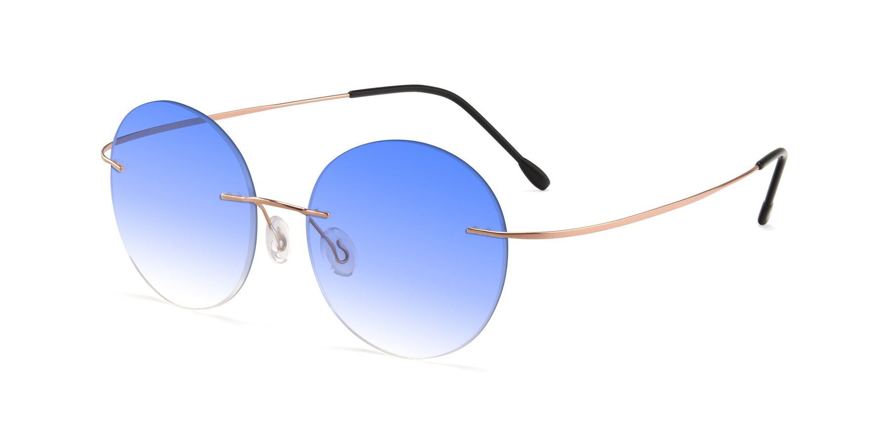 Angle of Leon in Rose Gold with Blue Gradient Lenses