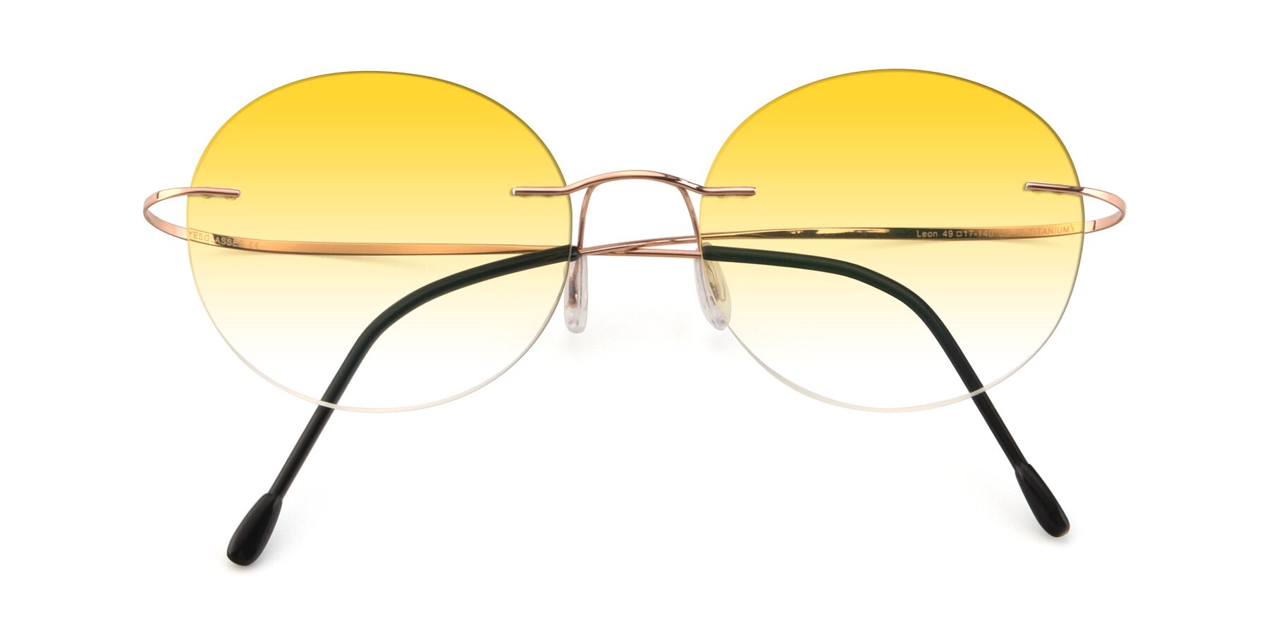 Folded Front of Leon in Rose Gold with Yellow Gradient Lenses