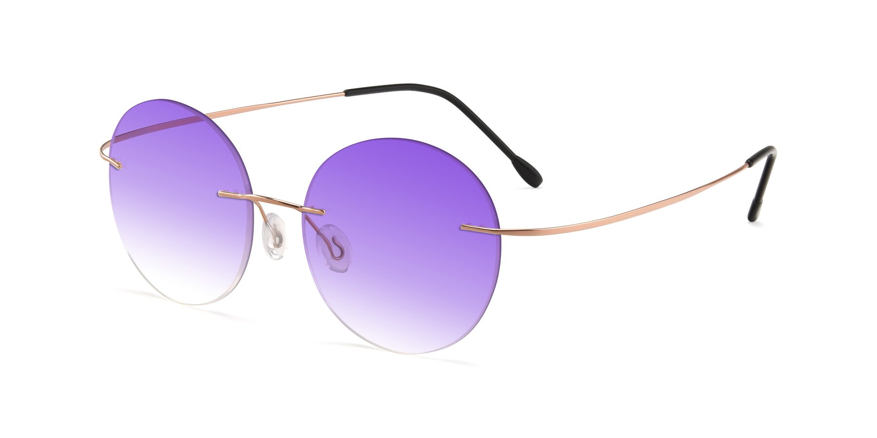 Angle of Leon in Rose Gold with Purple Gradient Lenses