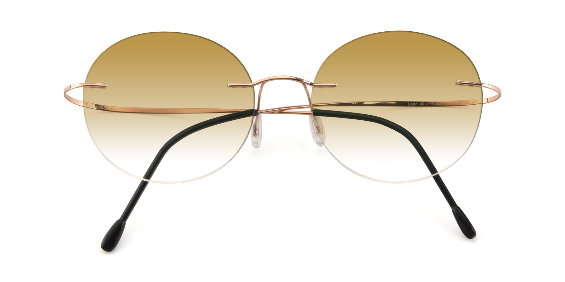 Folded Front of Leon in Rose Gold with Champagne Gradient Lenses