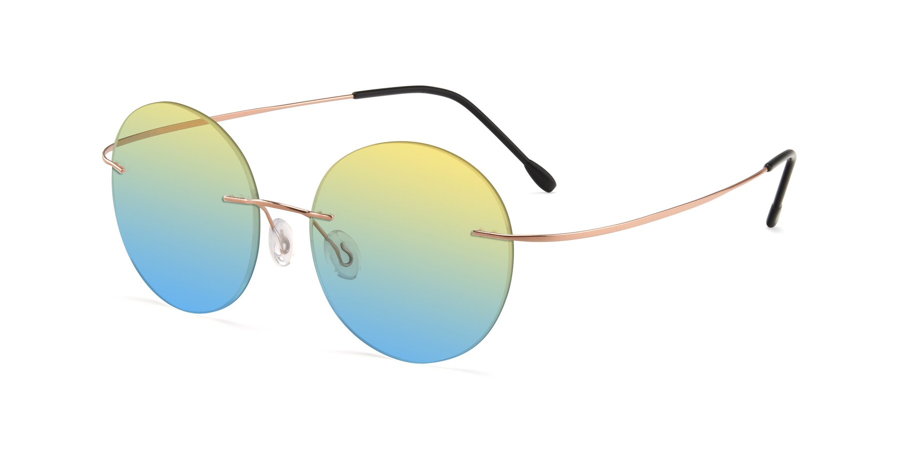 Angle of Leon in Rose Gold with Yellow / Blue Gradient Lenses