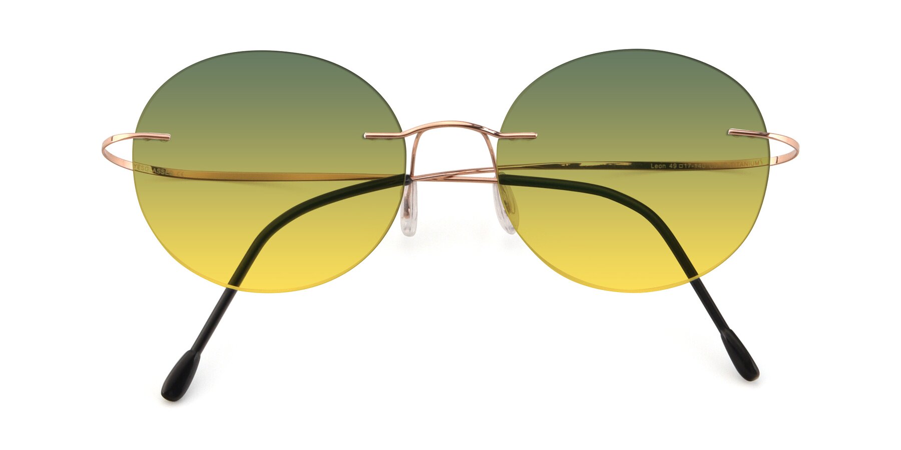 Folded Front of Leon in Rose Gold with Green / Yellow Gradient Lenses