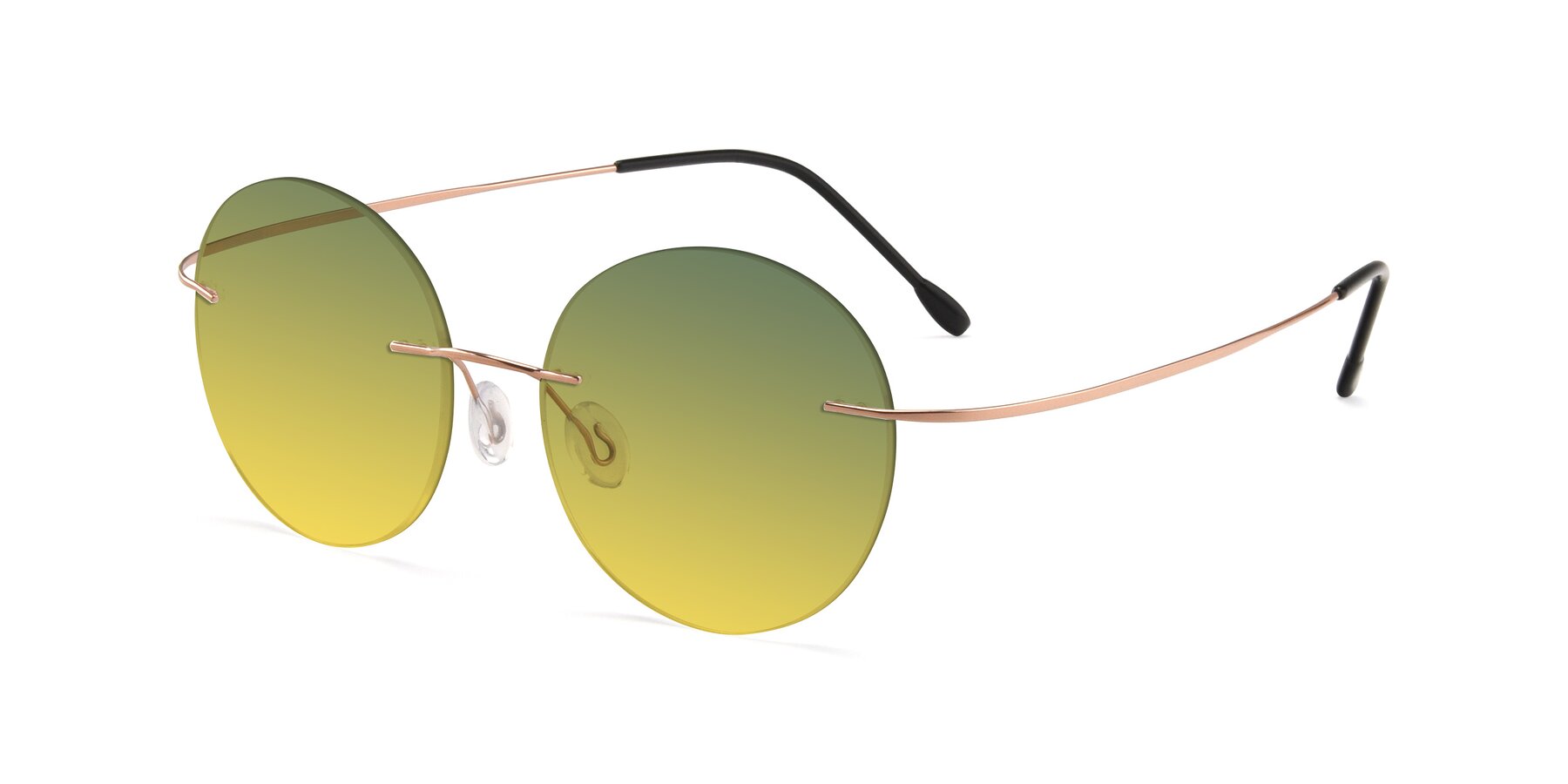 Angle of Leon in Rose Gold with Green / Yellow Gradient Lenses