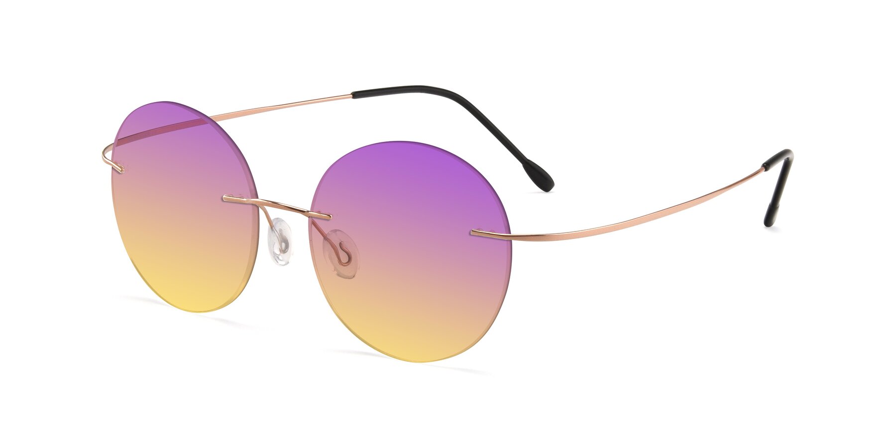 Angle of Leon in Rose Gold with Purple / Yellow Gradient Lenses