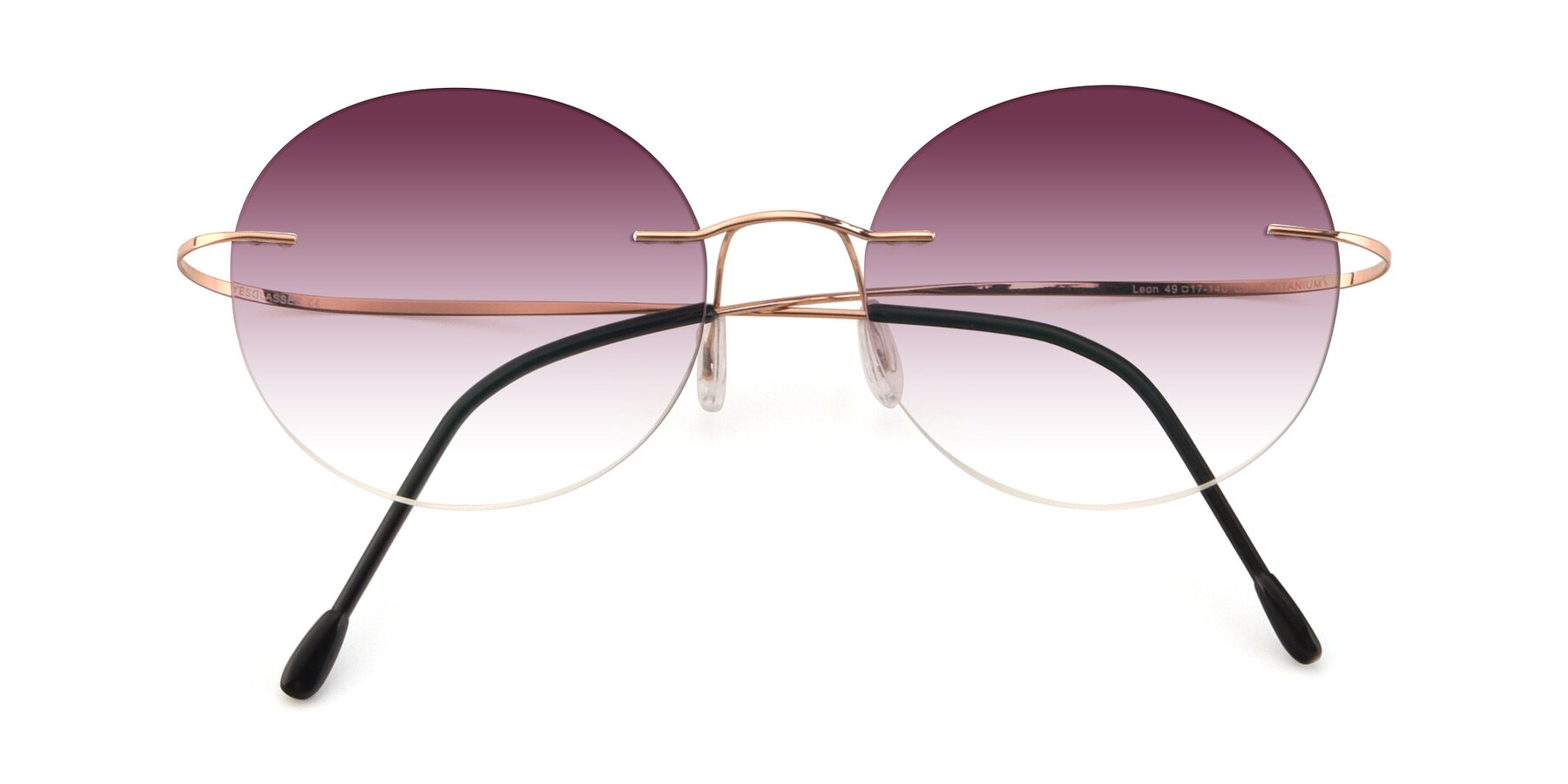 Folded Front of Leon in Rose Gold with Wine Gradient Lenses