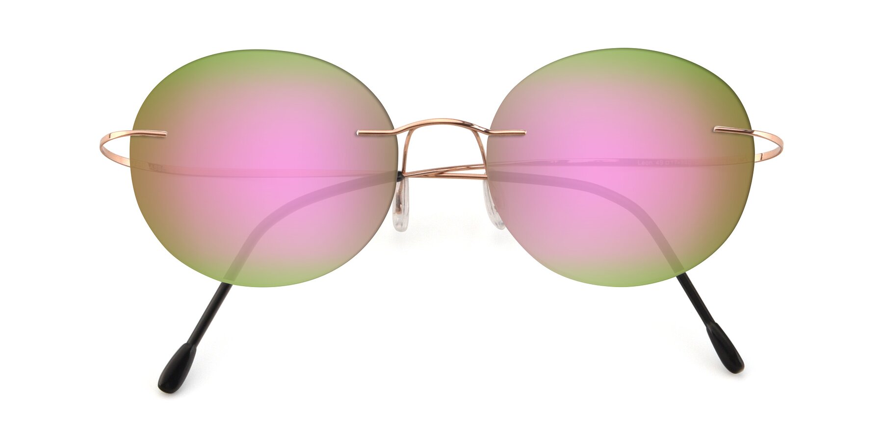 Folded Front of Leon in Rose Gold with Pink Mirrored Lenses