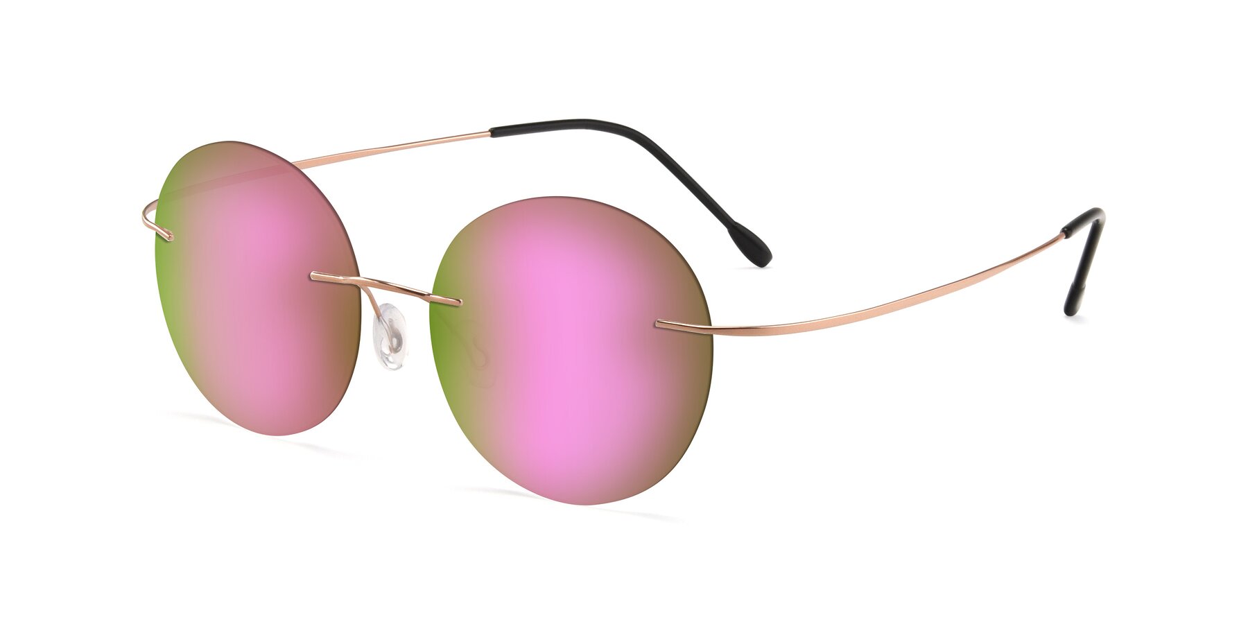 Angle of Leon in Rose Gold with Pink Mirrored Lenses