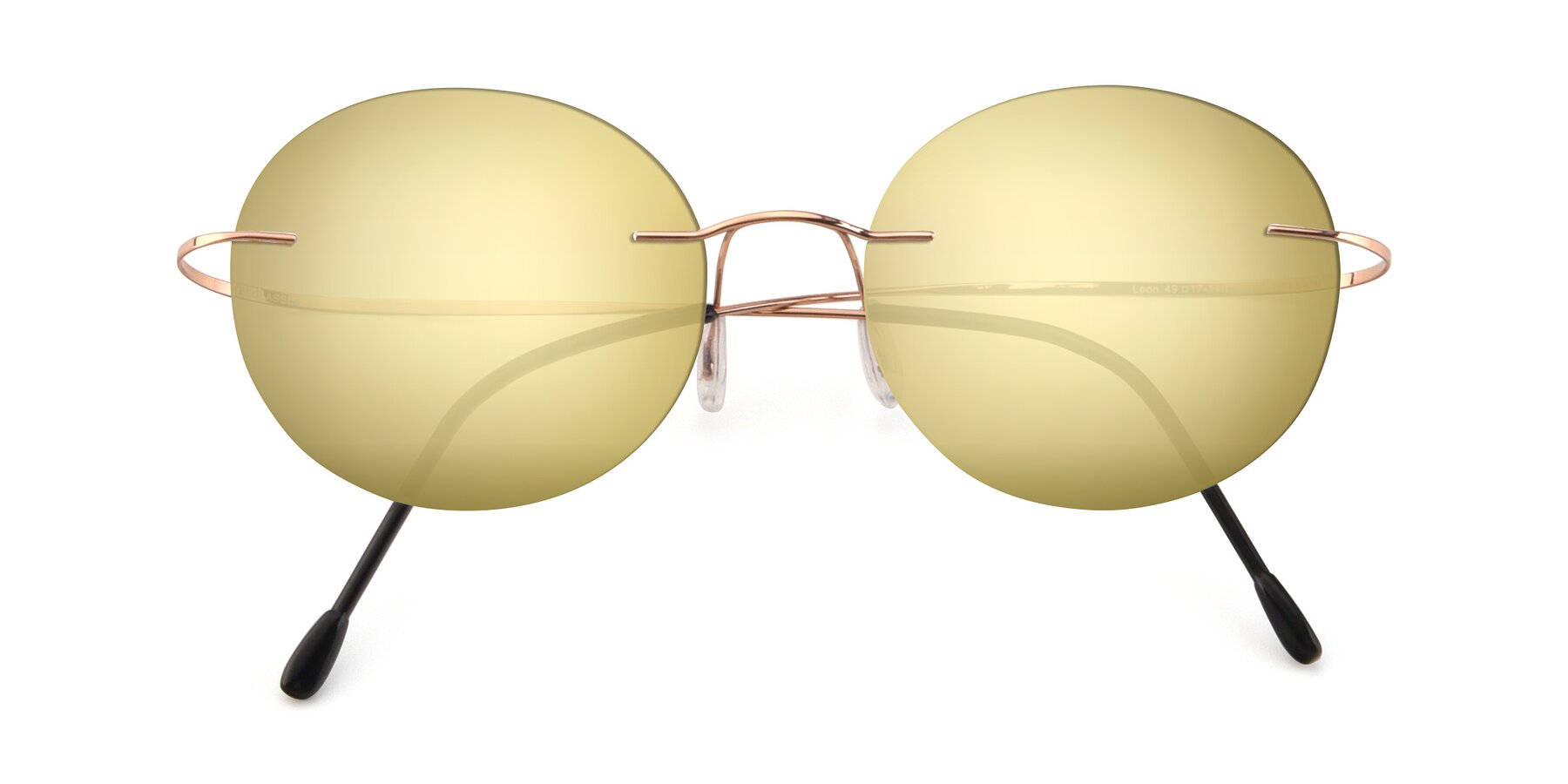 Folded Front of Leon in Rose Gold with Gold Mirrored Lenses