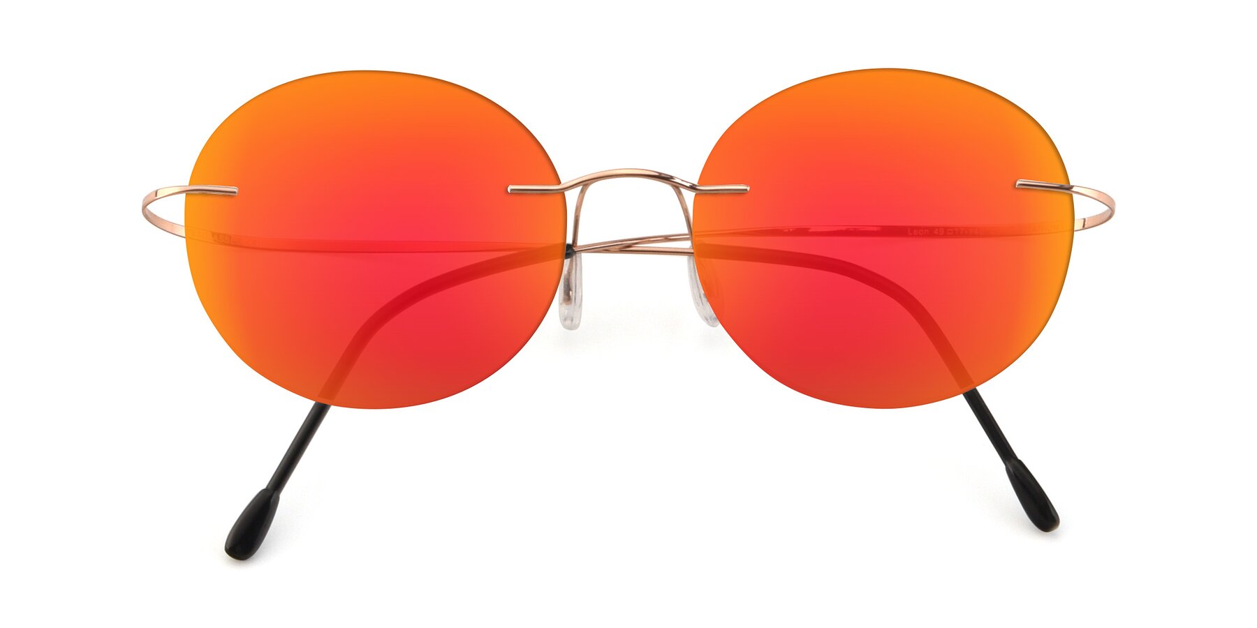 Folded Front of Leon in Rose Gold with Red Gold Mirrored Lenses