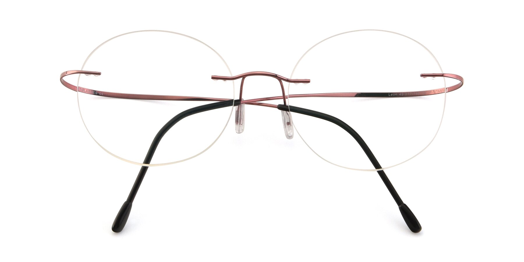 Folded Front of Leon in Light Pink with Clear Eyeglass Lenses