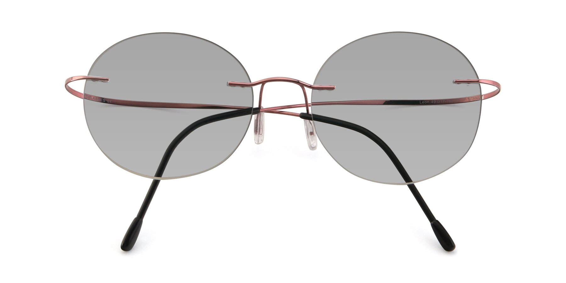 Folded Front of Leon in Light Pink with Light Gray Tinted Lenses