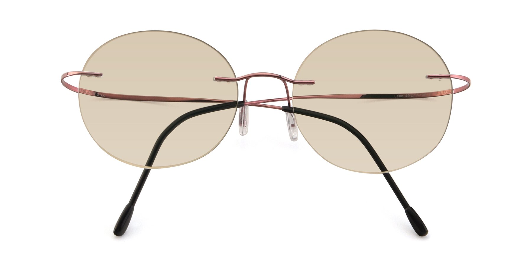 Folded Front of Leon in Light Pink with Light Brown Tinted Lenses
