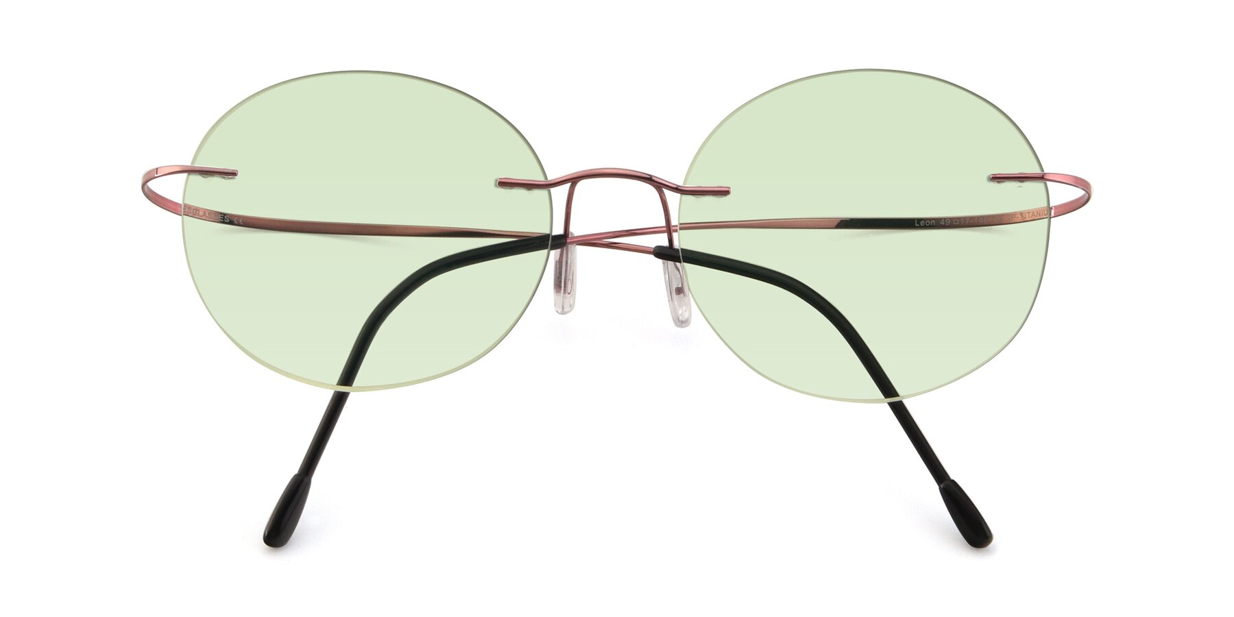 Folded Front of Leon in Light Pink with Light Green Tinted Lenses