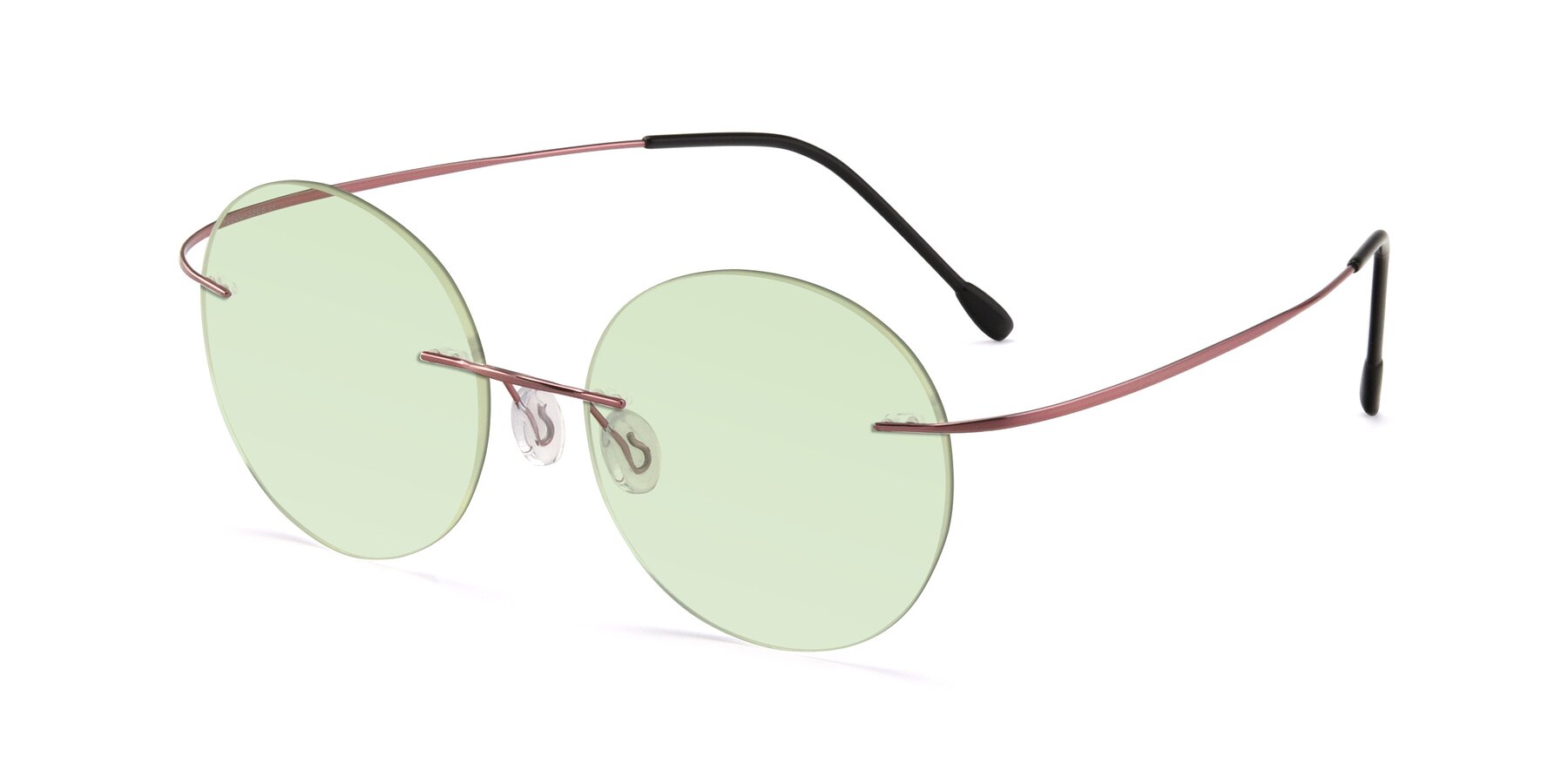 Angle of Leon in Light Pink with Light Green Tinted Lenses