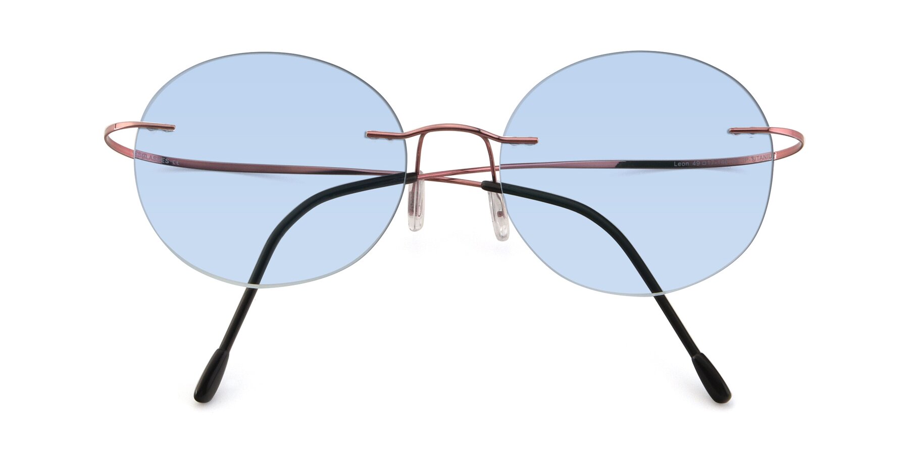 Folded Front of Leon in Light Pink with Light Blue Tinted Lenses