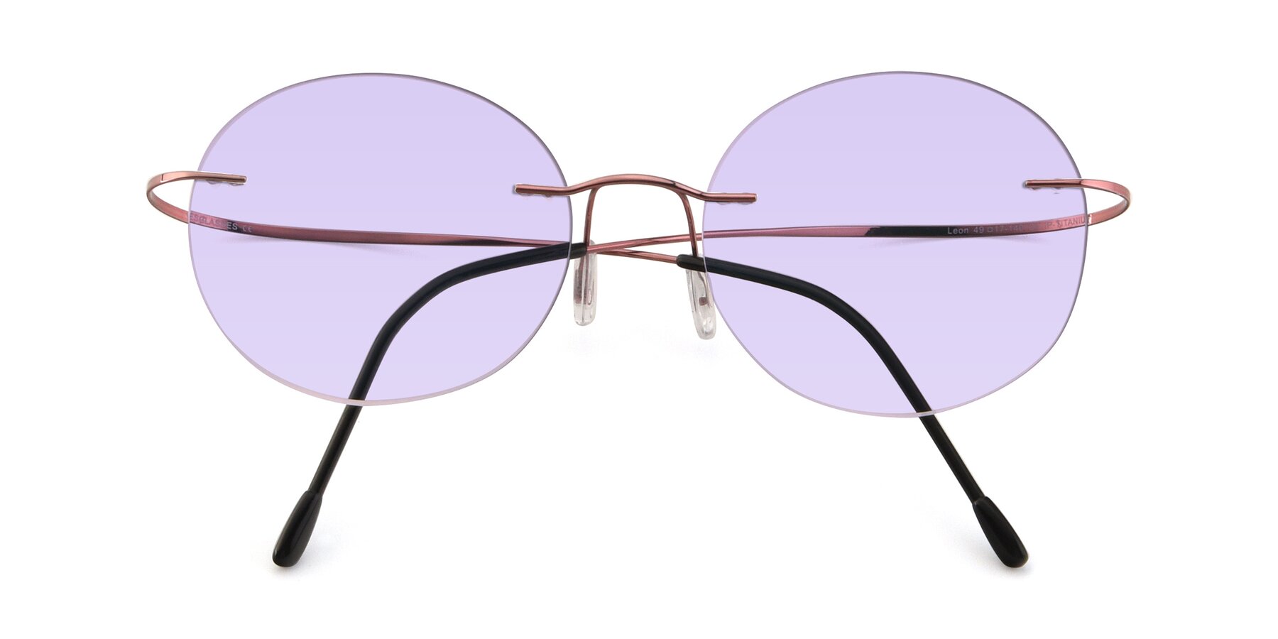 Folded Front of Leon in Light Pink with Light Purple Tinted Lenses