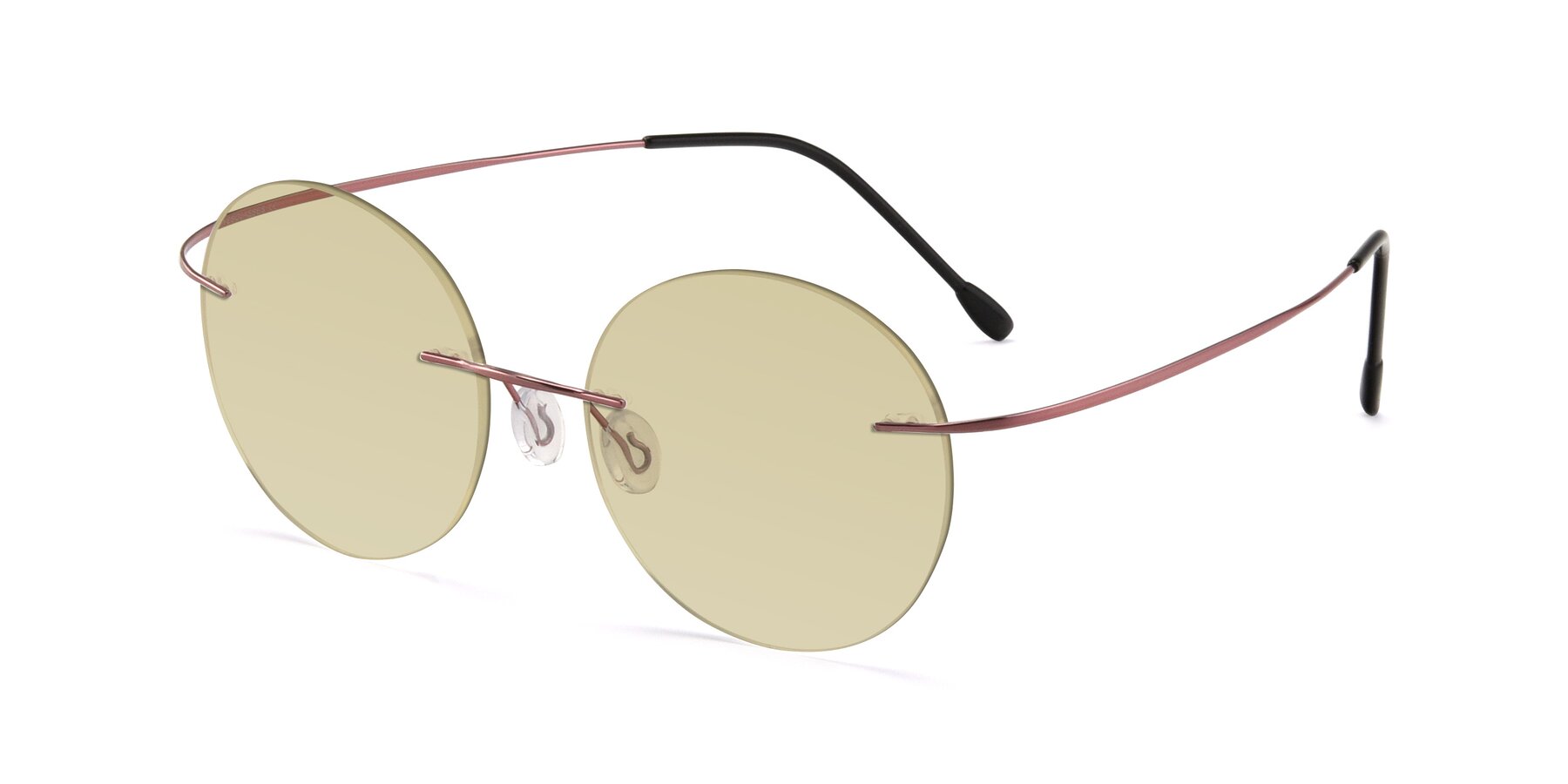 Angle of Leon in Light Pink with Light Champagne Tinted Lenses