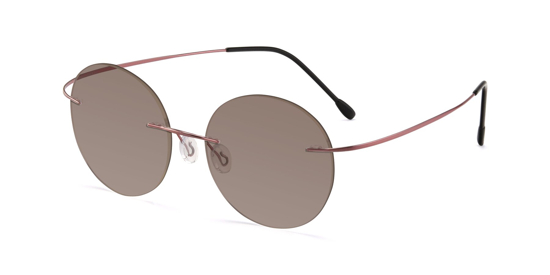 Angle of Leon in Light Pink with Medium Brown Tinted Lenses