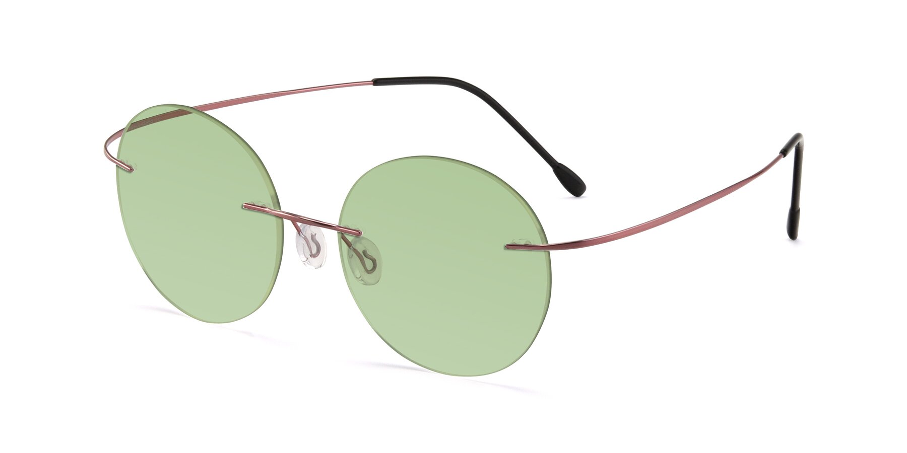 Angle of Leon in Light Pink with Medium Green Tinted Lenses