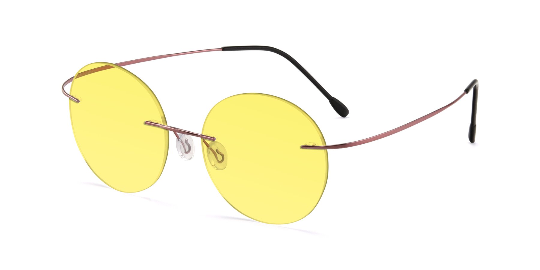 Angle of Leon in Light Pink with Medium Yellow Tinted Lenses