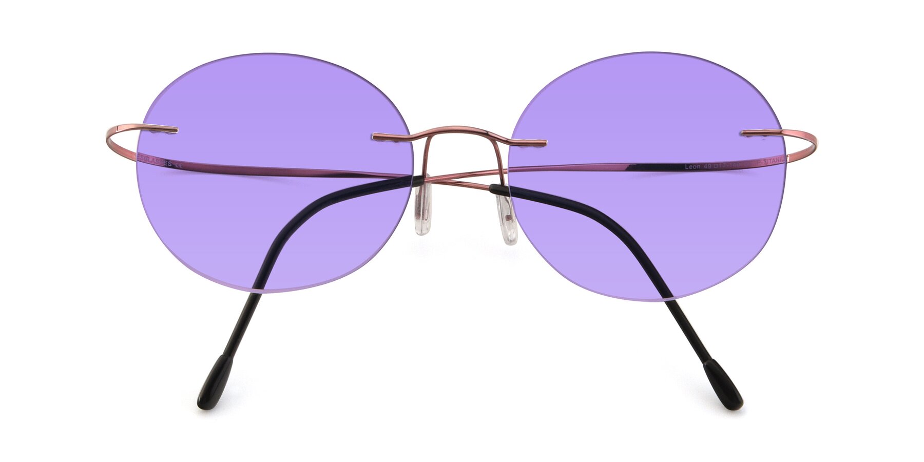Folded Front of Leon in Light Pink with Medium Purple Tinted Lenses