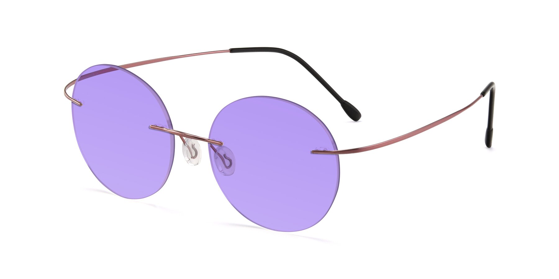 Angle of Leon in Light Pink with Medium Purple Tinted Lenses