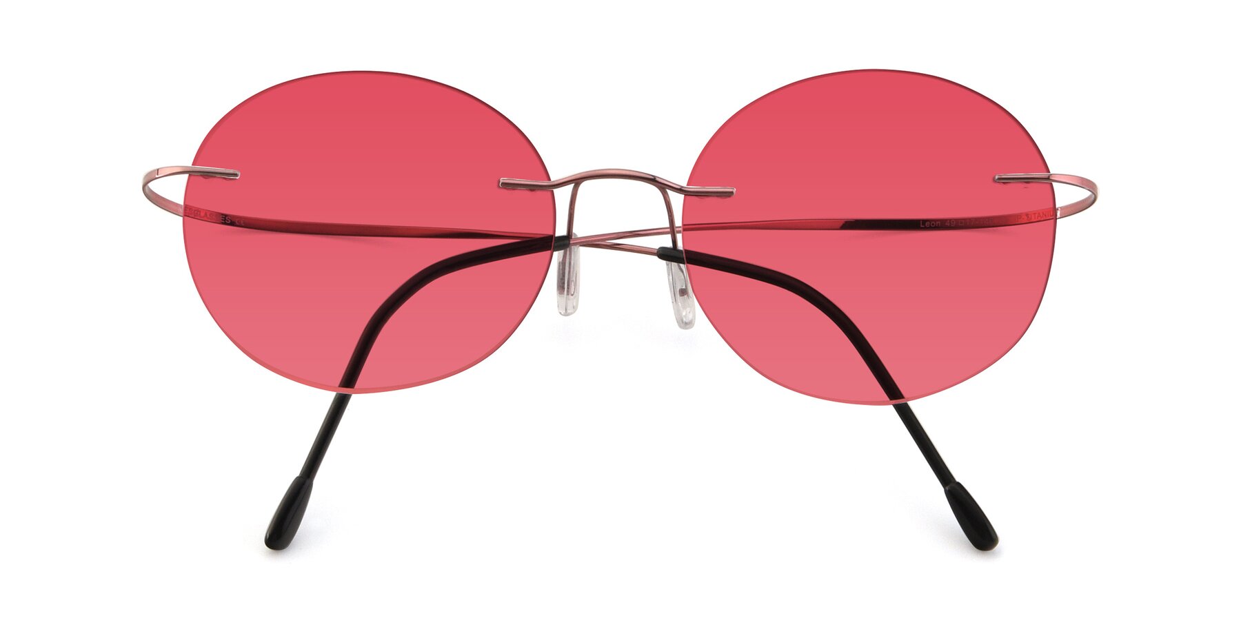 Folded Front of Leon in Light Pink with Red Tinted Lenses