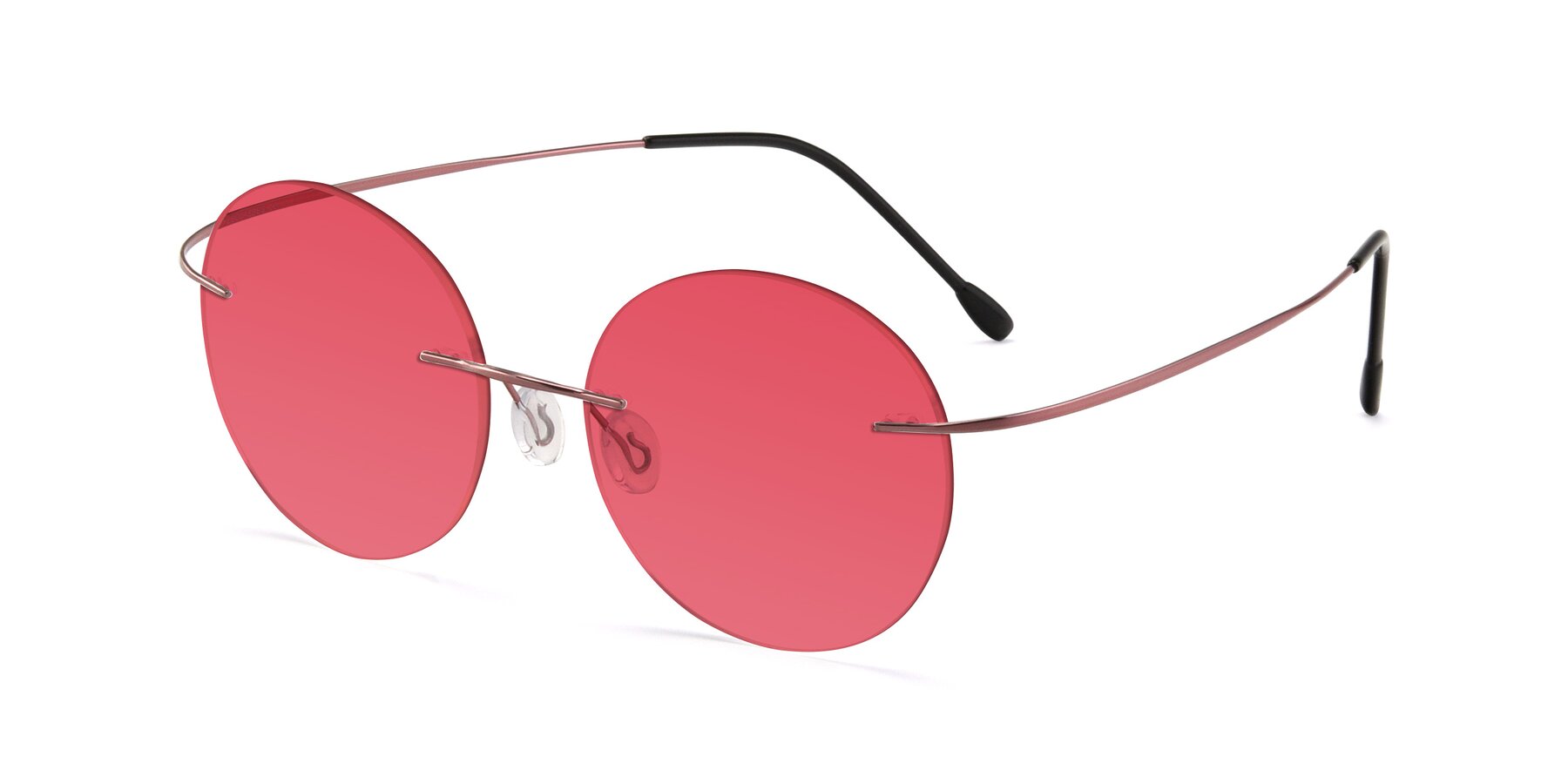 Angle of Leon in Light Pink with Red Tinted Lenses