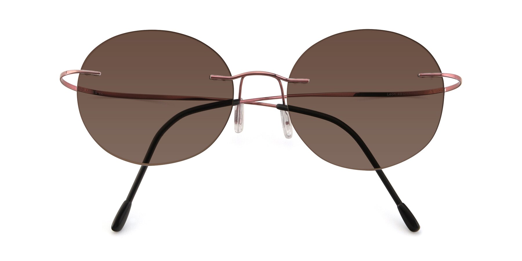 Folded Front of Leon in Light Pink with Brown Tinted Lenses