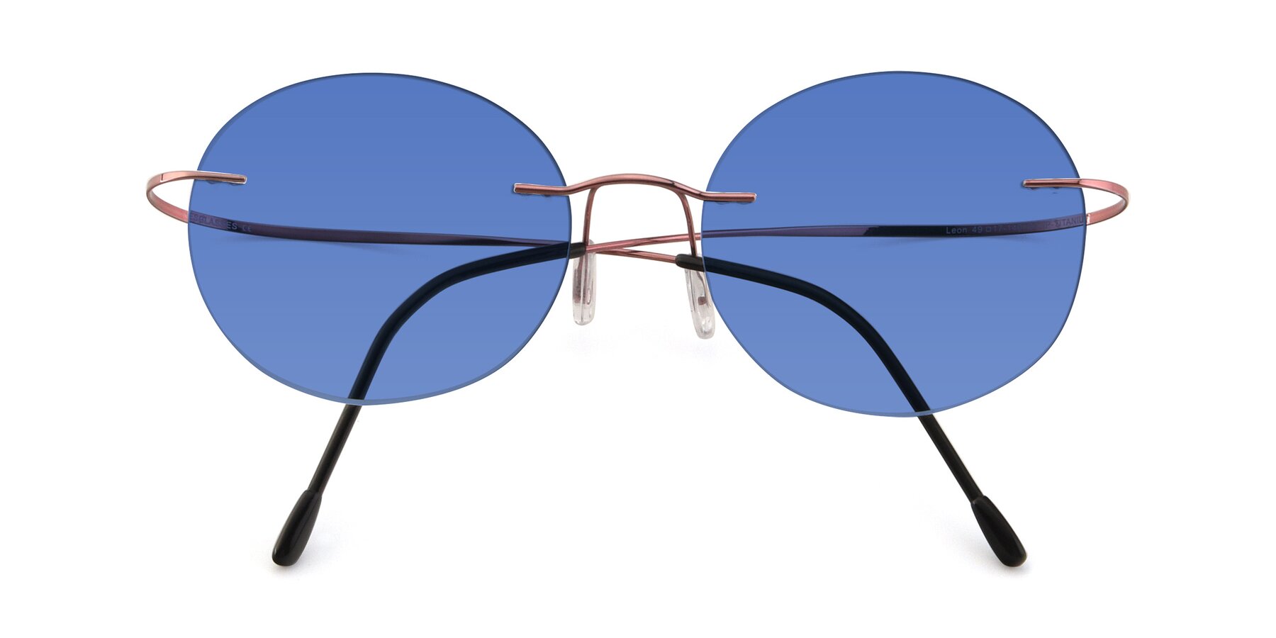 Folded Front of Leon in Light Pink with Blue Tinted Lenses