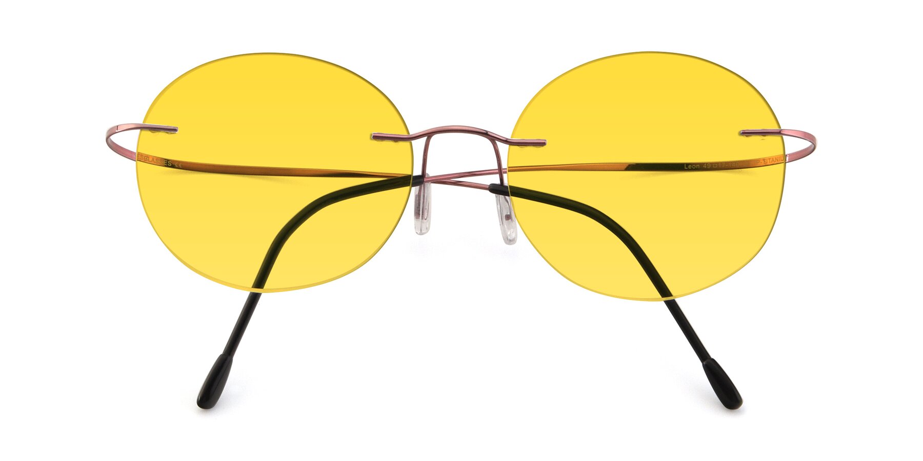 Folded Front of Leon in Light Pink with Yellow Tinted Lenses