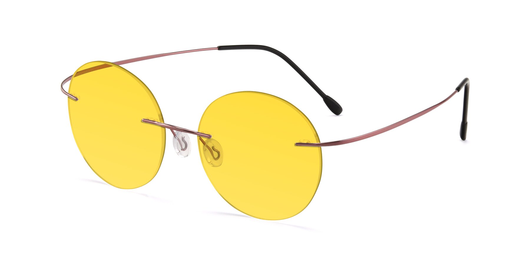 Angle of Leon in Light Pink with Yellow Tinted Lenses