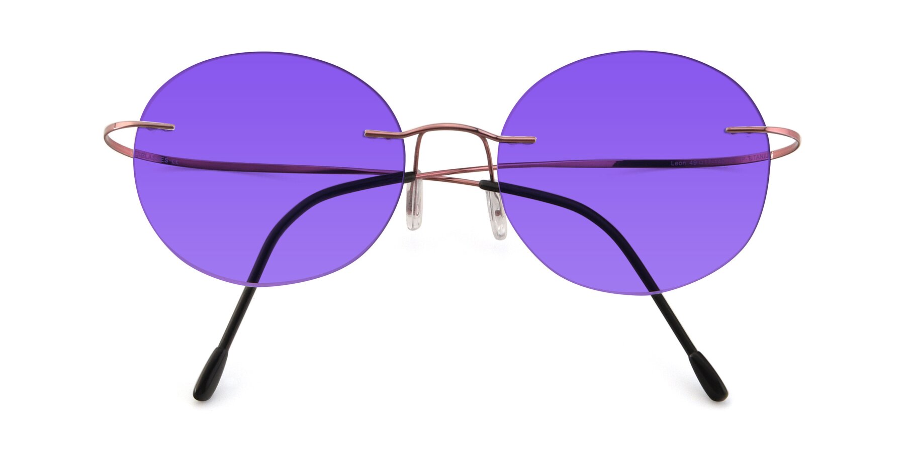 Folded Front of Leon in Light Pink with Purple Tinted Lenses