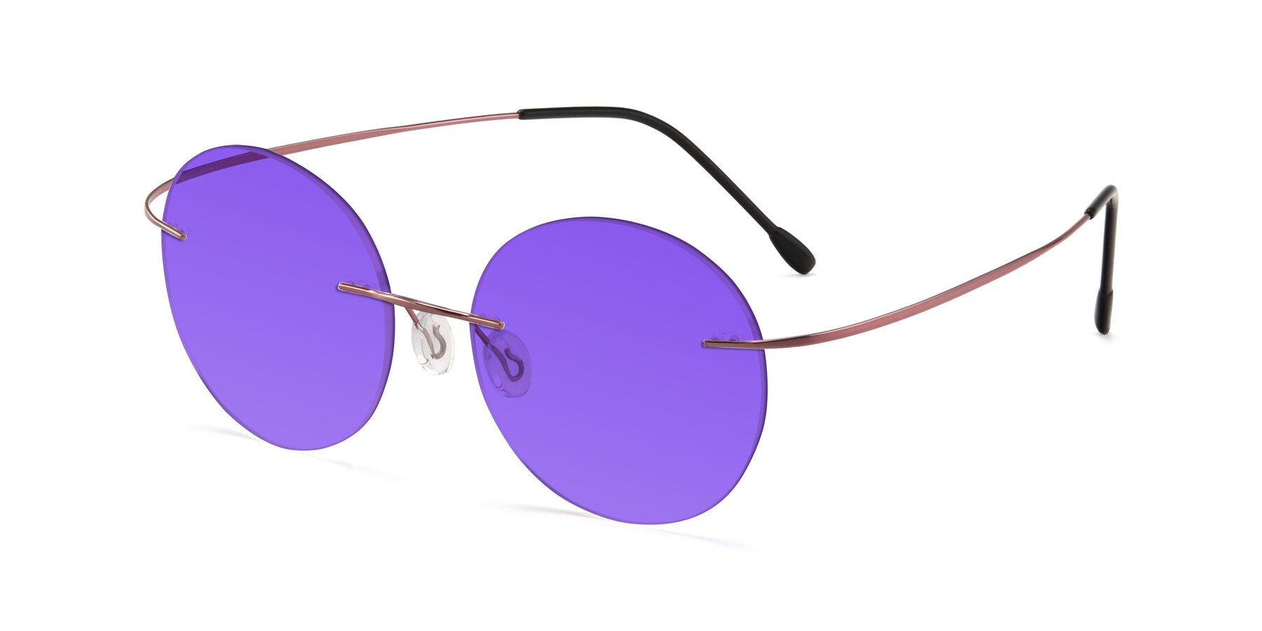 Angle of Leon in Light Pink with Purple Tinted Lenses