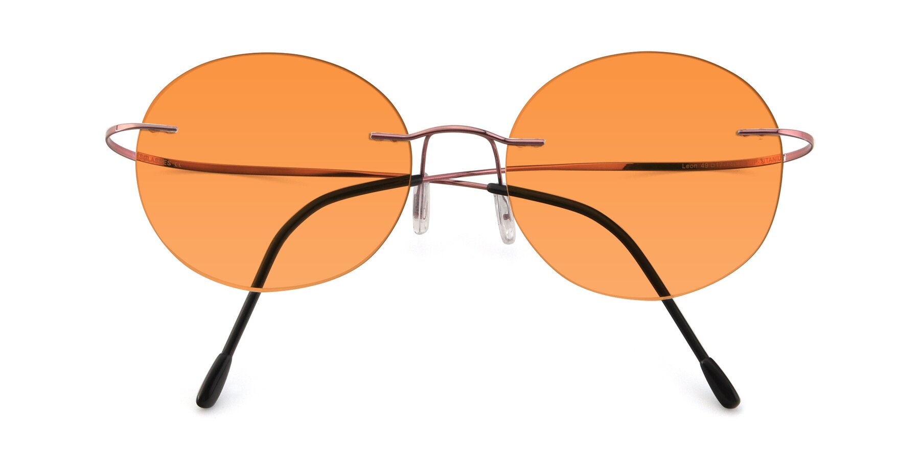 Folded Front of Leon in Light Pink with Orange Tinted Lenses