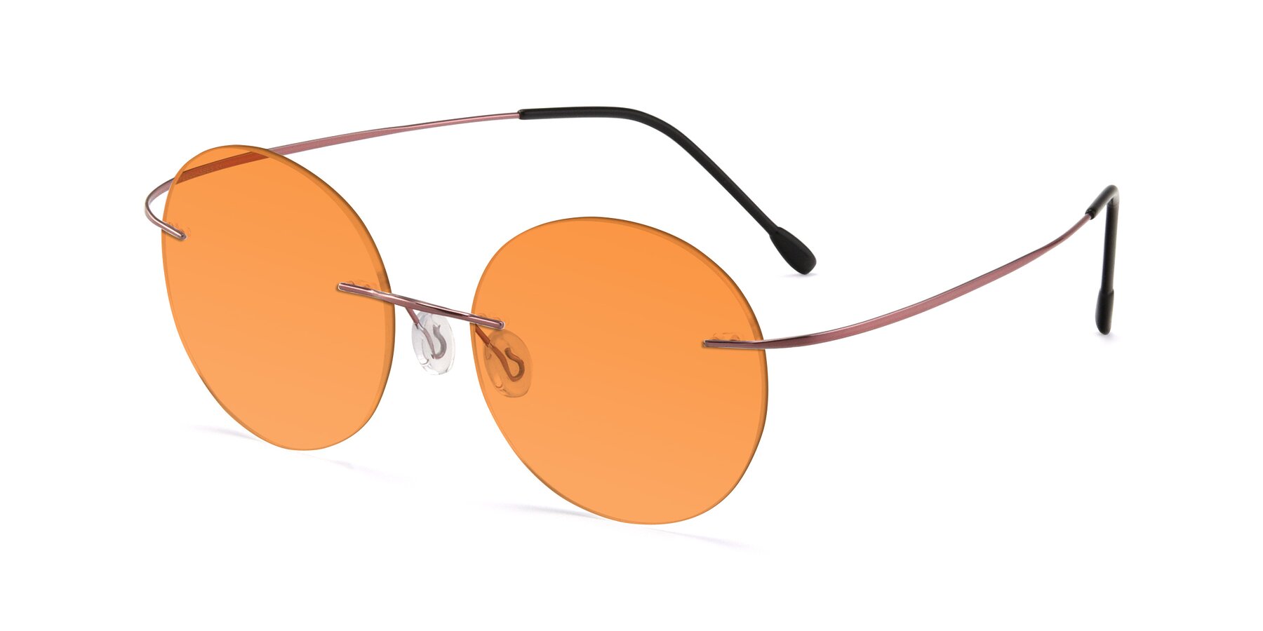 Angle of Leon in Light Pink with Orange Tinted Lenses